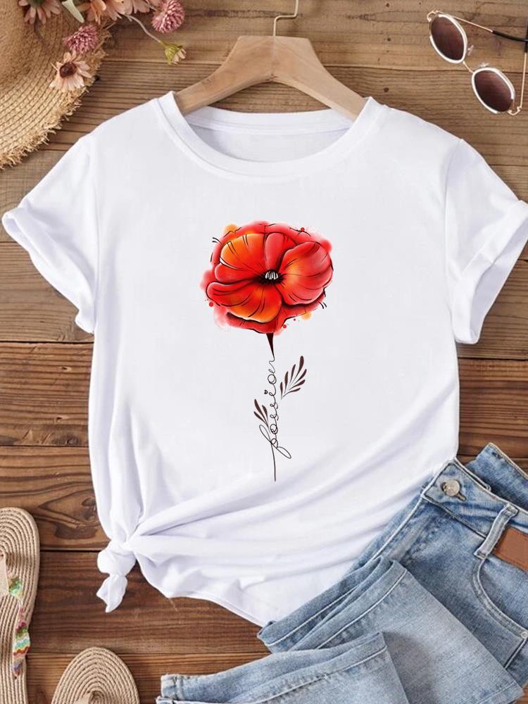 (Asian Size) Women T Shirt Letter Trend Cute 90s Style Short Sleeve Tee Top Clothing Fashion Print Lady Casual Female Graphic T-shirts