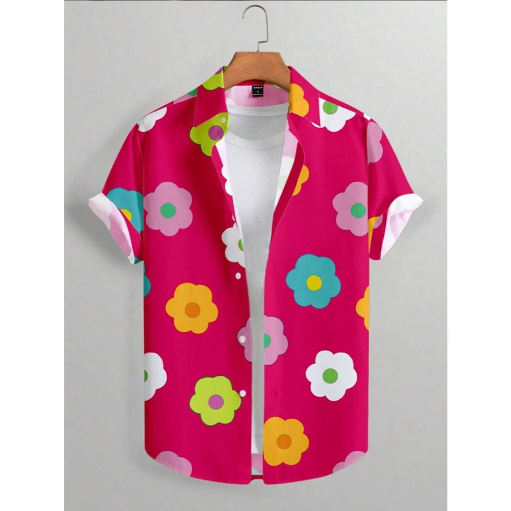 2025 Новые летние повседневные рубашки с коротким рукавом с 3D цветочным принтом, мужские повседневные рубашки для улицы, пляжные рубашки в гавайском стиле