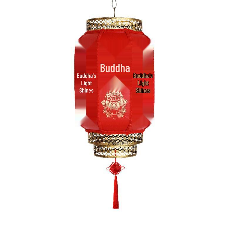 Buddha Character Door Pendant Light - Temple & Buddha Hall Zen Style, Red Lantern for Spring Festival Roof Decoration