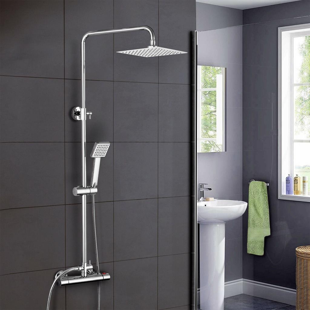 8-дюймовый термостатический душевой набор, смеситель для горячего и холодного душа, смеситель для душа, набор для тропического душа, ванна, круглый квадратный термостатический смеситель для душа