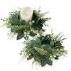 Artificial Wreath Candle Ring Faux Eucalyptus Leaves Spring Greenery Garland Pillar Candle Home Wedding Party Table Centerpiece Decoration