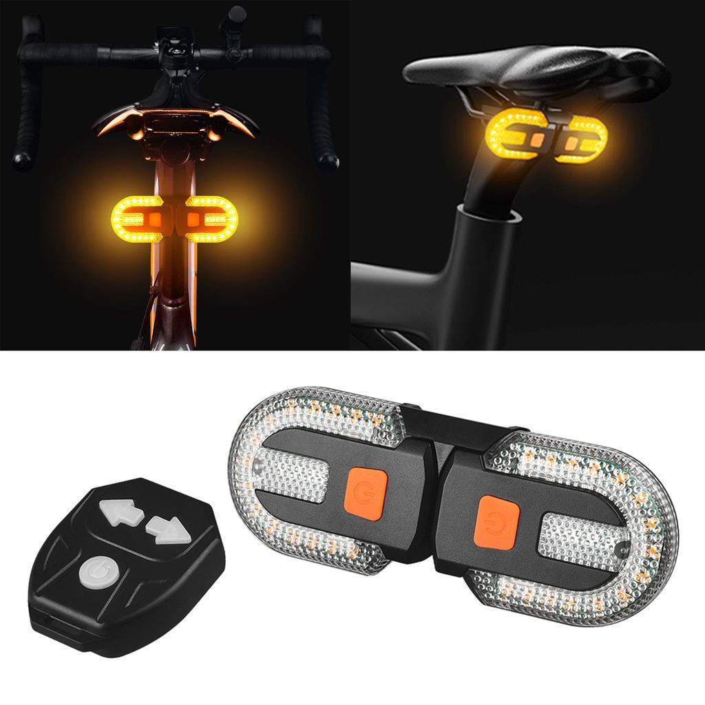Bike Turn Signal Lights Rechargeable Led Turn Rear Lights Waterproof Bike Warning Lamps with Remote Control for Night