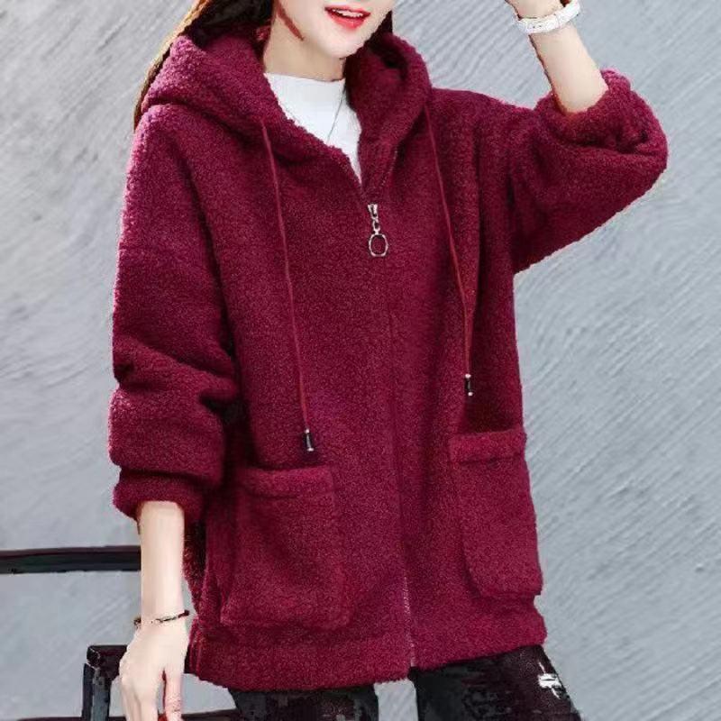 Women's Six-Color Teddy Fleece Hoodie: Korean Style, Plus-Size, Thick Autumn/Winter Cardigan