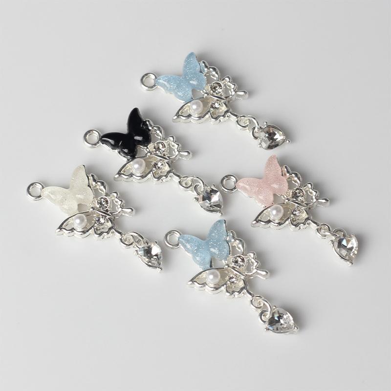 5 шт. Простые сплавные циркониевые смоляные жемчужные инкрустированные подвески-бабочки DIY браслеты ожерелья ювелирные аксессуары