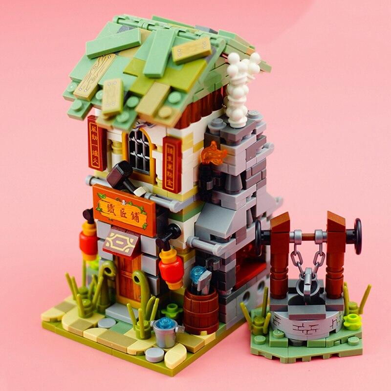 LOZ 1725 городская улица Чайнатаун ​​кузница магазин архитектурная модель DIY мини-блоки кирпичи строительные игрушки без коробки