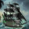 Строительные блоки-игрушки «Акула-призрак и пиратский корабль» - Интегрированный скелет акулы и пиратский корабль-призрак со светодиодной подсветкой - Подсвечивается для захватывающего