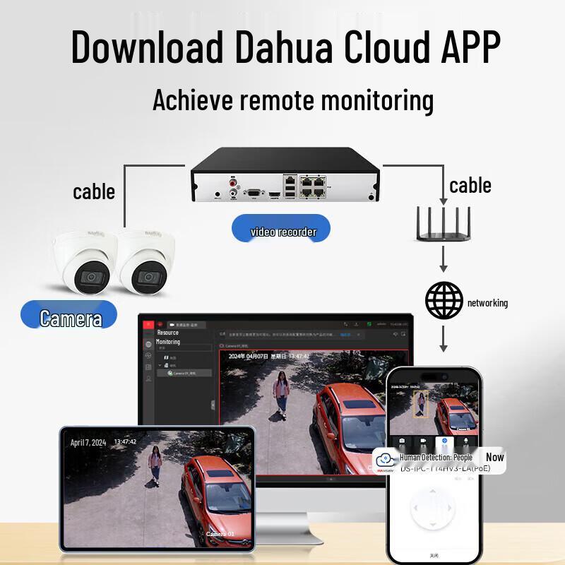 Dahua 4 Мп камера видеонаблюдения с полноцветным ночным видением, штекер CN (адаптер в комплекте)