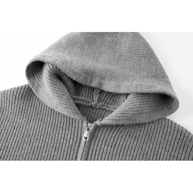 Unisex Oversized Hooded Sweater 2025 Casual Knit Pullover With Half Zip Gray Black Loose Fit Acrylic Blend
