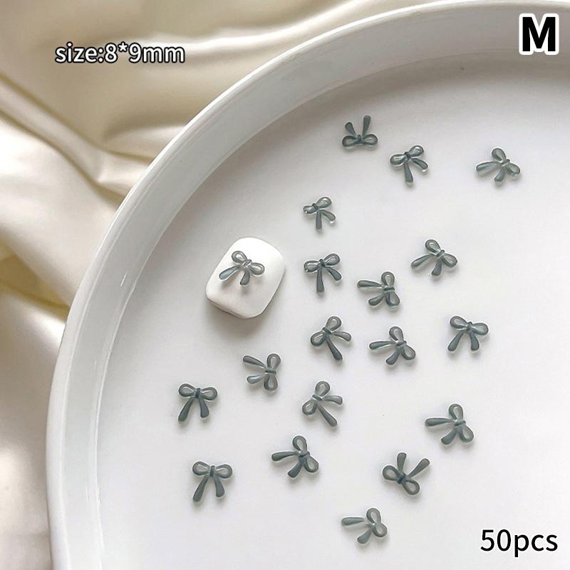 50Pcs Resin Bow Nail Charm Bulk Mix Size 3D Ribbon Bowkont Mini Kawaii Nail Art Accessories Diy Cute Nails Decorations