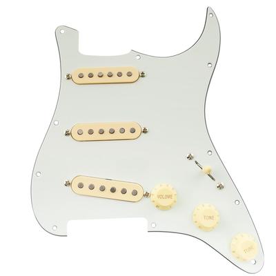 Musiclily Pro SSS Стратокастер Препроводной состаренный набор для электрогитар ST Stratocaster с датчиками Artec Alnico 5 с разной высотой полюсов, пикгард, белый, 3-компонентный