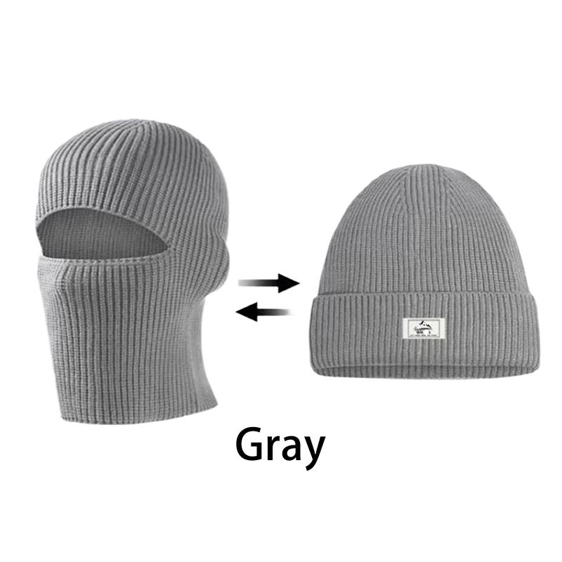 2In1 Mask Beanies Hat Men Winter Balaclava Hats Knitted Hats Fashion Full Face Ski Bonnet Tactical Cycling Earmuffs Cap Knitted