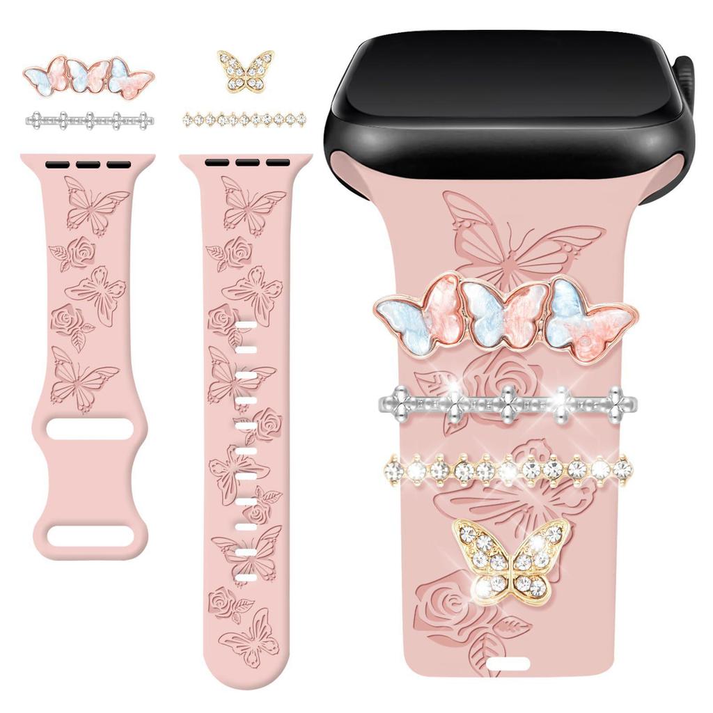 Rhinestone Charm Silicone Strap Ring for Apple Watch