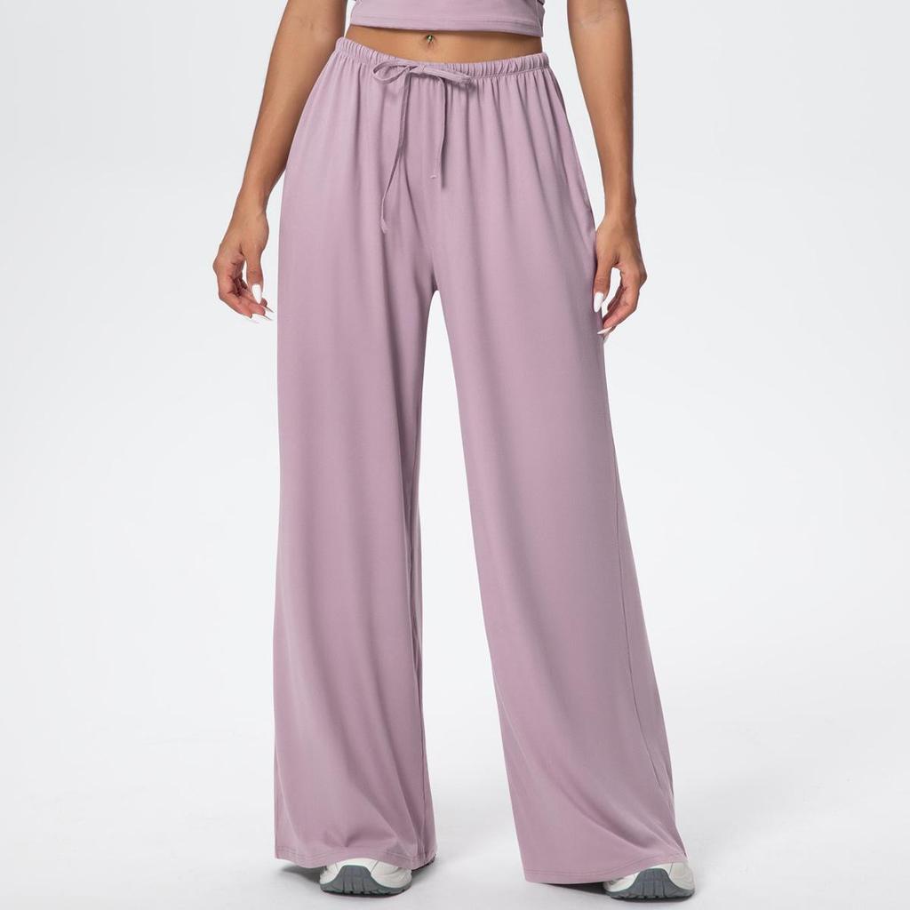 Дышащие широкие свободные повседневные брюки для йоги с эластичным шнурком для женщин