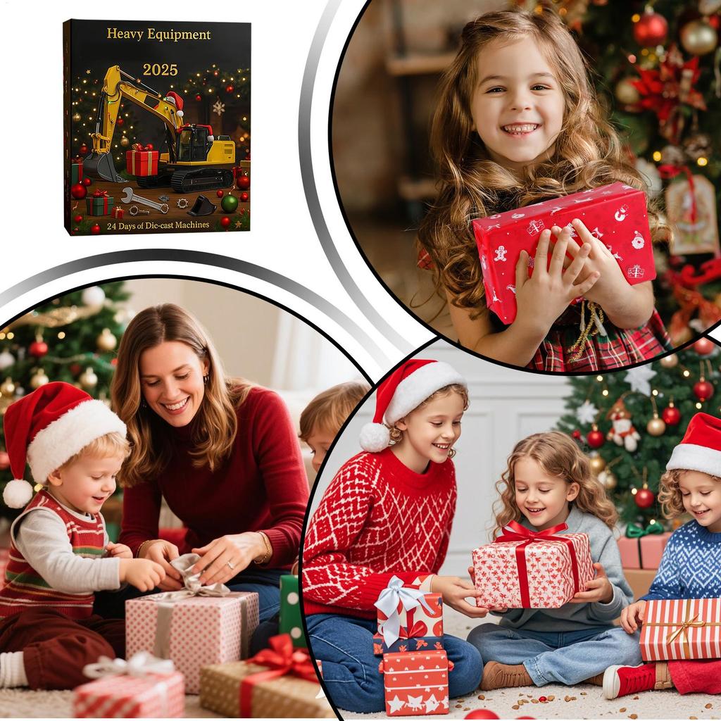 2025 Christmas Countdown Calendar 24 Days 2D Acrylic Die-cast Machines Ornament Countdown Calendar for Kid Christmas Ornament