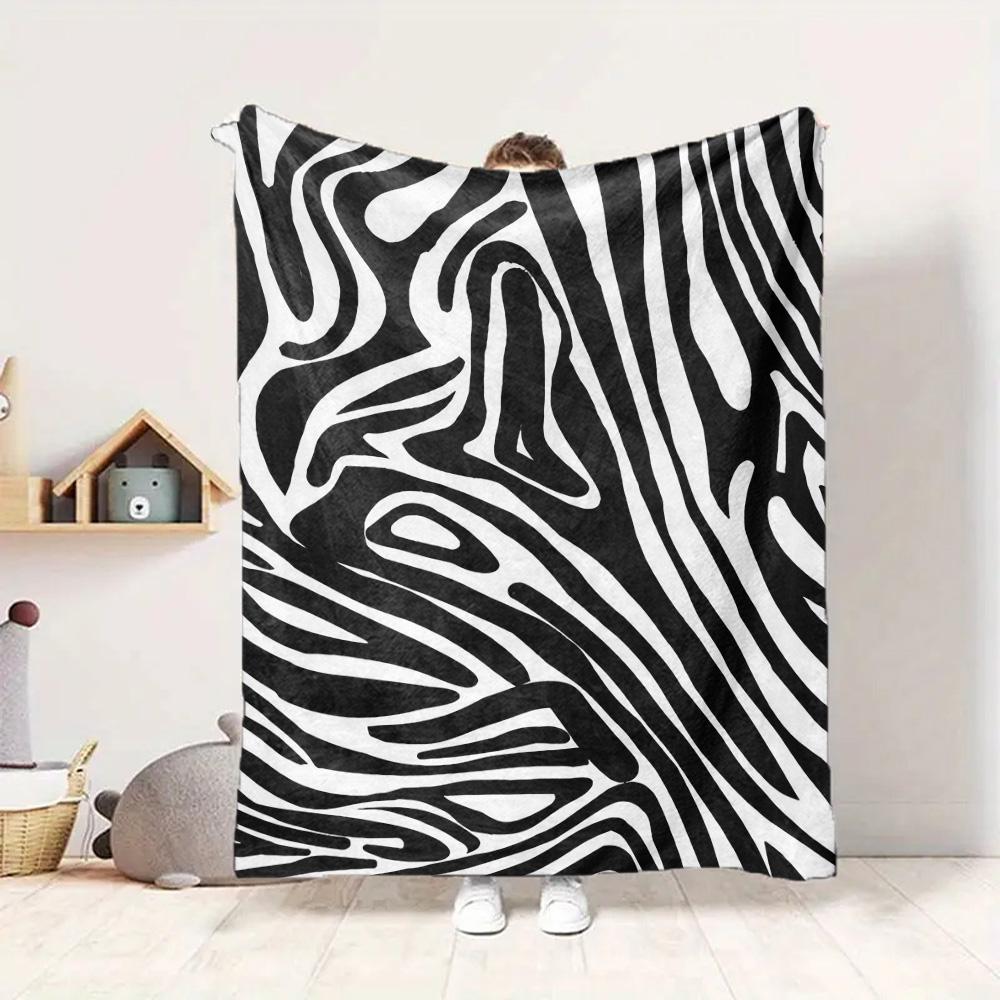 Zebra Stripes Flannel Blanket Throw Blanket Soft Warm Sofa Bed Camping Car home Decor Unique Christmas Gift C9302072