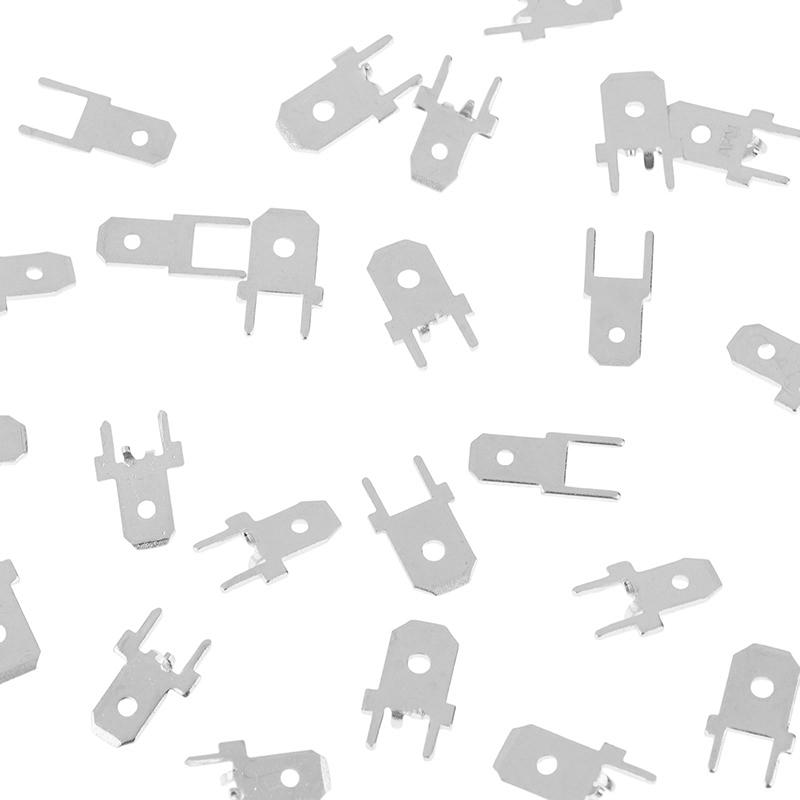50Pcs 6.3Mm 4.8Mm Inserts Plug Male Terminal 250 Pcb Solder Lug Thickness 0.8 Two Legs ,Pcb Welding Sheet