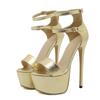Fashion Liyke Fashion Design Double Buckle Strap Platform Sandals Women Sexy Peep Toe 16CM Super High Heels Wedding Banquet Shoes Golden