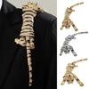 Brooch Pin Shiny Rhinestones Inlaid Tiger Shape Badge Rust-Resistant Lightweight Bendable Tiger Brooch Fashion Accessories