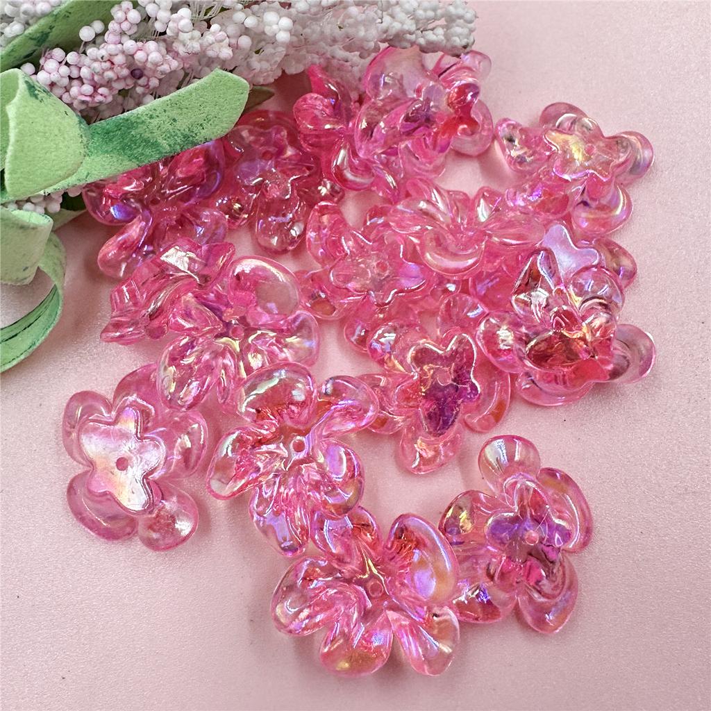Hanmade Transparent DIY Handmade Materials 21.4*23.6mm Fashion Irregular Necklaces Jewelry Marking Acrylic UV Color Big Flower Beads 10pcs