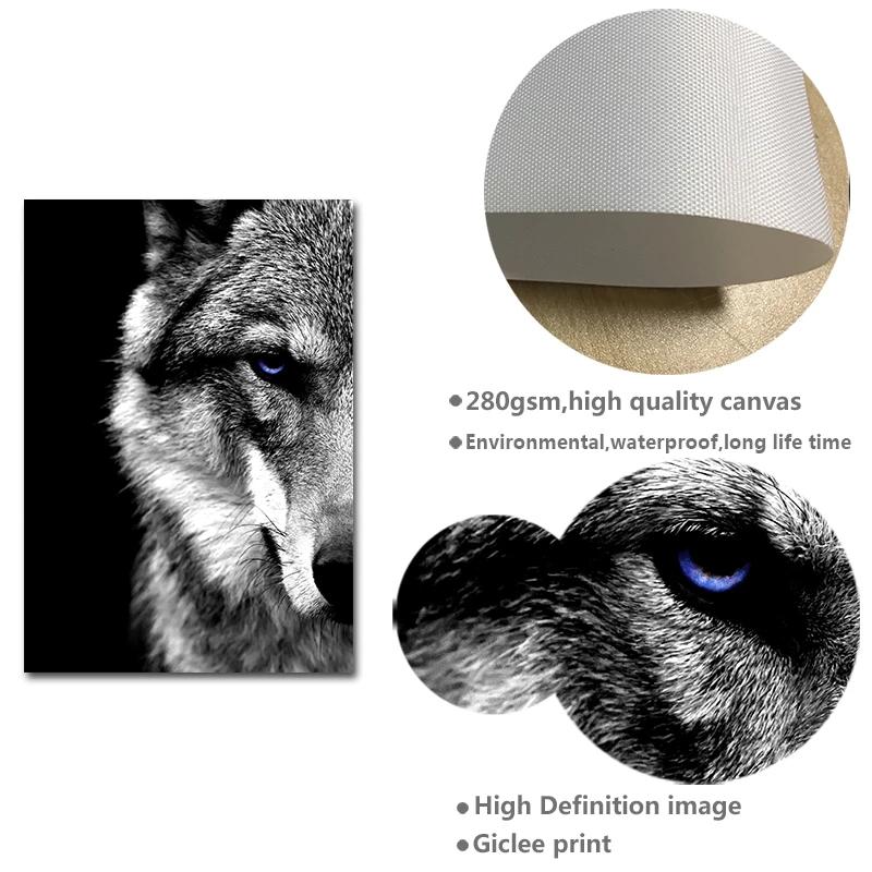 Настенная картина, голова волка, постер с изображением животного, скандинавский стиль, черный, белый цвет, печать на холсте, живопись, скандинавское современное украшение для дома и комнаты