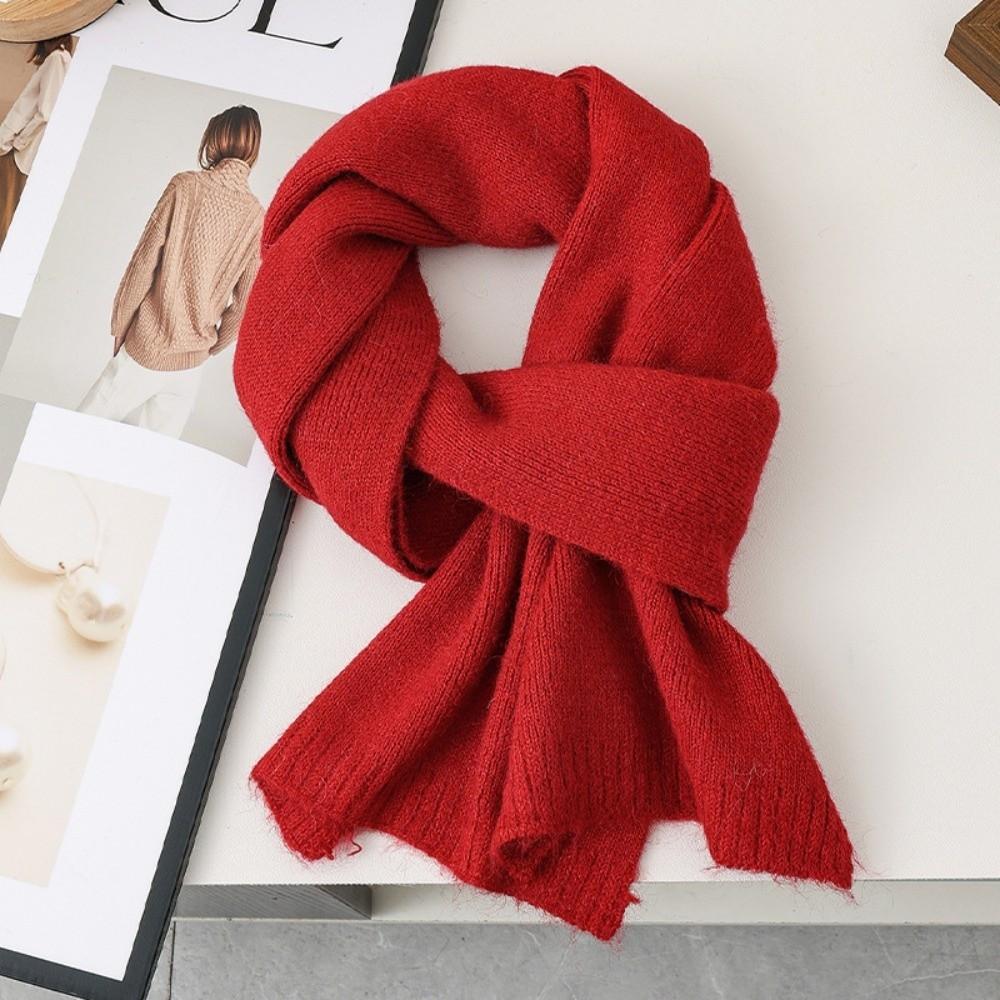Versatile Warm Neck Warmer Coldproof Solid Color Knitted Scarf Windproof Scarves Bib Autumn and Winter