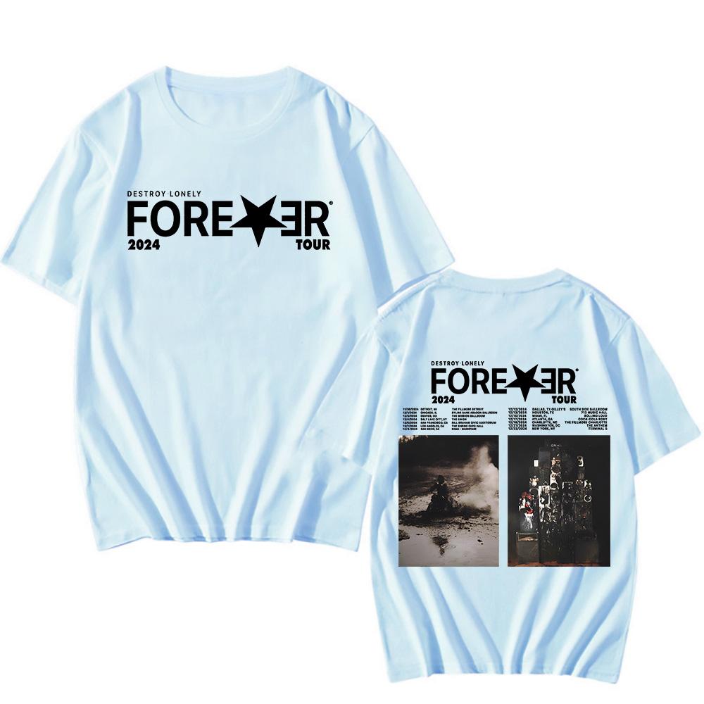 Футболка рэпера Destroy Lonely Cotton Forever Tour Подарки фанатам Двусторонняя классическая футболка с принтом Новые футболки унисекс Топы в стиле хип-хоп и рэп