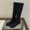Eilyken Мода Панк Стиль Круглый Носок Женские Сапоги до Колена Осень Зима Низкий Каблук Длинные Ботильоны Женская Обувь