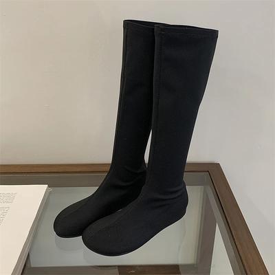 Eilyken Мода Панк Стиль Круглый Носок Женские Сапоги до Колена Осень Зима Низкий Каблук Длинные Ботильоны Женская Обувь