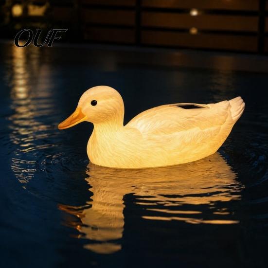 Durable Blow Molded Resin Swan Solar Floating Garden Statue with Warm LED Lights, Waterproof Outdoor Pond Decor Romantic Atmosphere Lighting