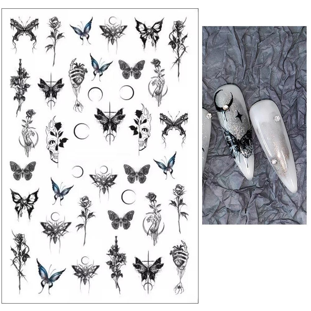 Летние цветочные и лиственные наклейки-водные слайдеры для дизайна ногтей в зеленом цвете