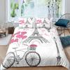 Розовый пододеяльник с велосипедом для девочек и женщин, двуспальный, полный размер «king size», комплект постельного белья с изображением роз, велосипедный цветочный зеленый листовой чехол