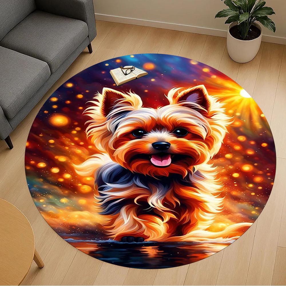 1PC Yorkshire Round Chair mat Area Rug - Non-Slip, Floor Mat for Office, Bedroom, home decor Christmas Gift c0528048