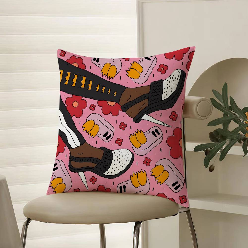 Фэнтези И Креативная Обувь Иллюстрация Наволочка Комфорт Диван-Кровать Шелковистая элегантная Невидимая молния Декоративный чехол для подушки