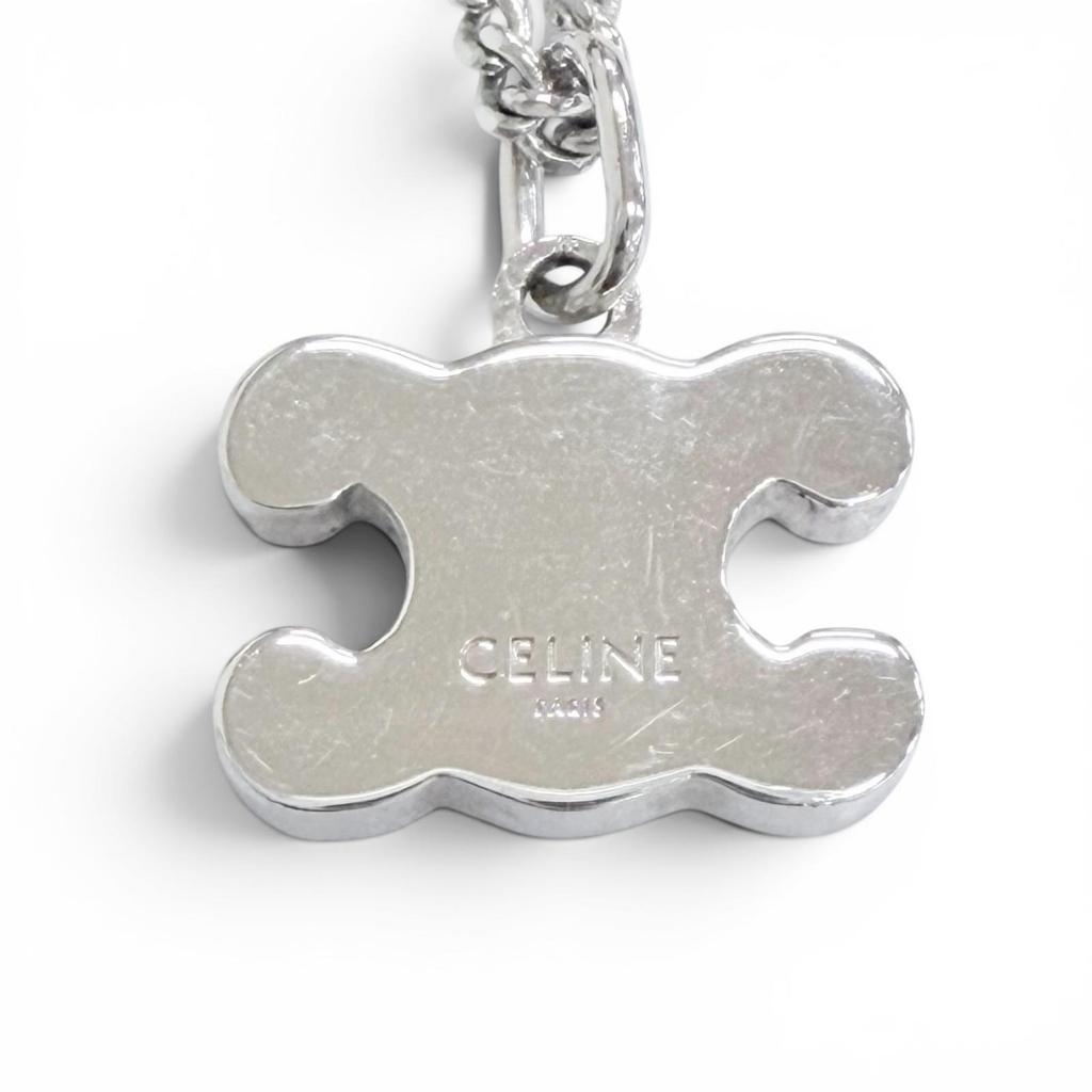 Excellent CELINE Necklace Triomphe Rhinestone Necklace Silver Women 460GB6BZI Used