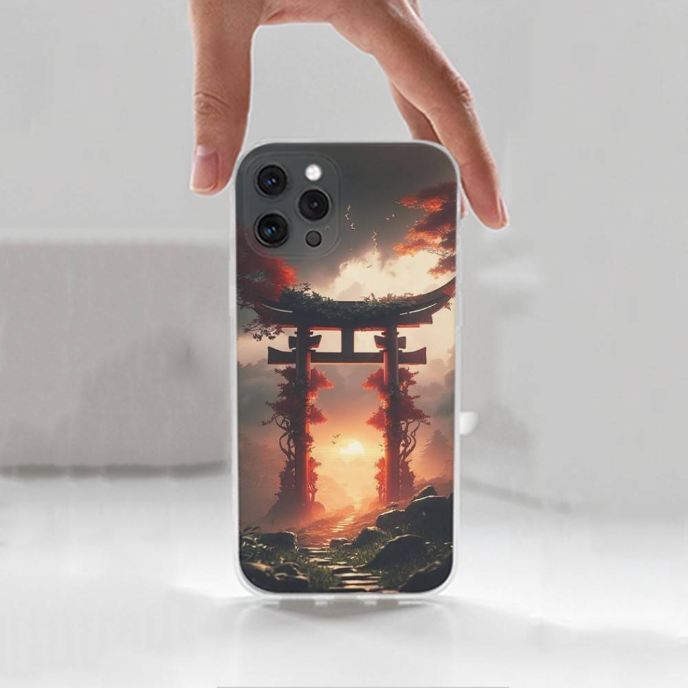 Художественный стиль Японский Телефон Для iPhone 14,13,12,11,17,16,15,Pro,X,XS,XR,SE,Max,Plus,Mini Прозрачный Мягкий Чехол