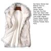 Stand Collar Sleeveless Pockets Single-breasted Women Autumn Winter Vest Thickened Faux Fur Waistcoat