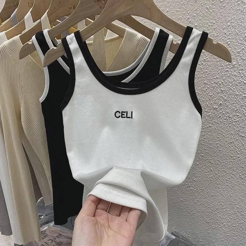 "Женский спортивный жилет-комбинезон: Сексуальная летняя футболка без рукавов.