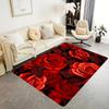 Elegant Red Rose Floral Print Floor Mat, Soft Comfortable Washable Area Rug for Living Room Bedroom Garden, Artistic Home Decor