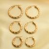 European and American Retro Style Gold Women's Trend Round Twill Stainless Steel Earrings Simple Personalized Earrings Set