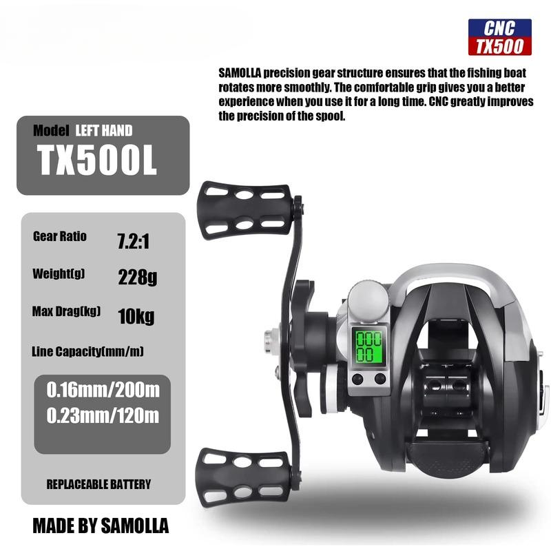 Популярная электронная приманка для литья рыбы светодиодный цифровой дисплей рыболовная катушка с высоким передаточным отношением 7,2:1 10 кг Водонепроницаемый фрикцион для морской рыбалки