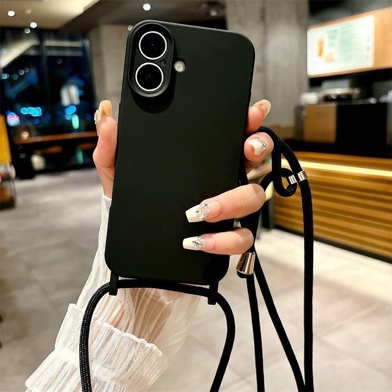 Чехол для телефона из жидкого силикона с ремешком для Apple iPhone 16 15 14 13 12 11 Plus Pro Max, защитный ремешок для руки, противоударный чехол