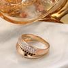 Kinel Luxury Black White Zircon Ring Rose Gold Color Daily Jewelry