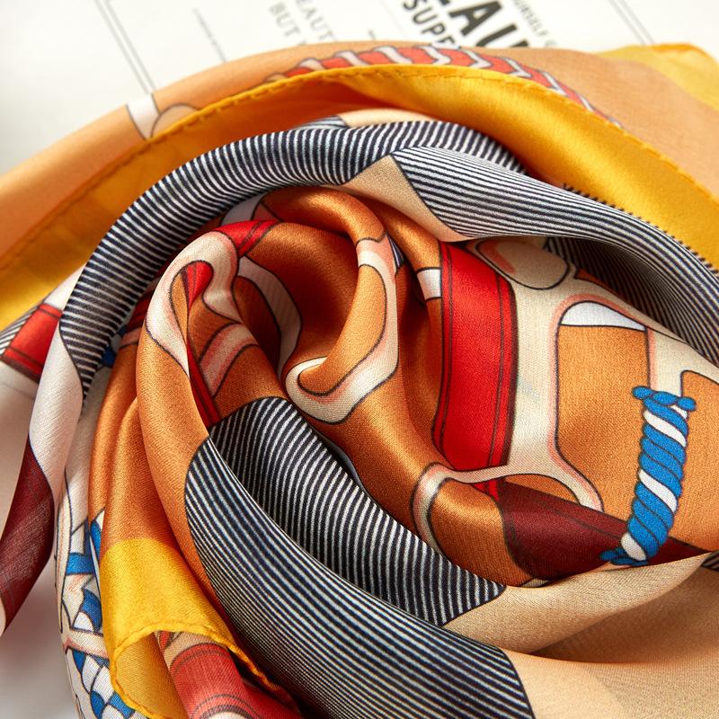 Шелковый шарф женский универсальный винтажный шелковый атласный шарф с принтом Карьерный шарф квадратный шарф шелковый шарф