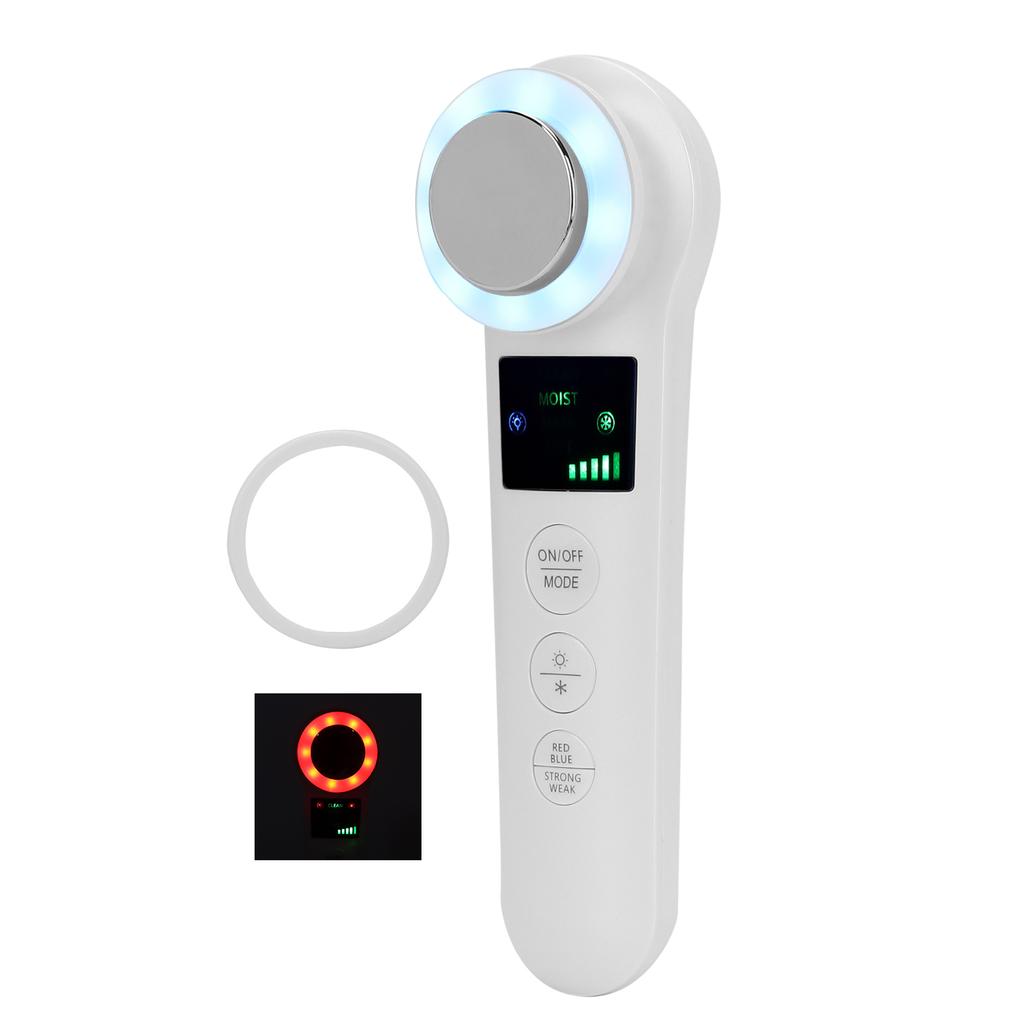 Hot Cold Face Massager Handheld Facial Vibration Massager Red Blue Light Therapy Beauty Machine