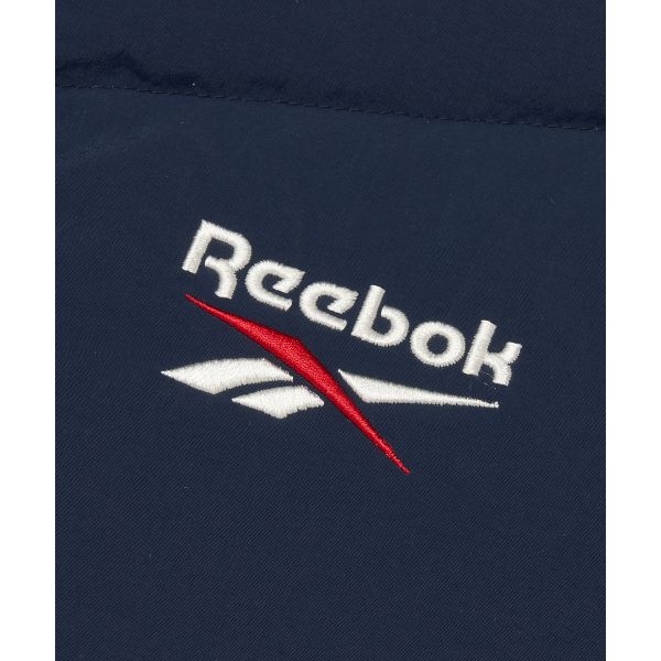 Reebok Цветной блок Стойка-воротник Молния Длинный рукав Пуховик Унисекс Верхняя одежда Темно-синий REJU4FD54N3