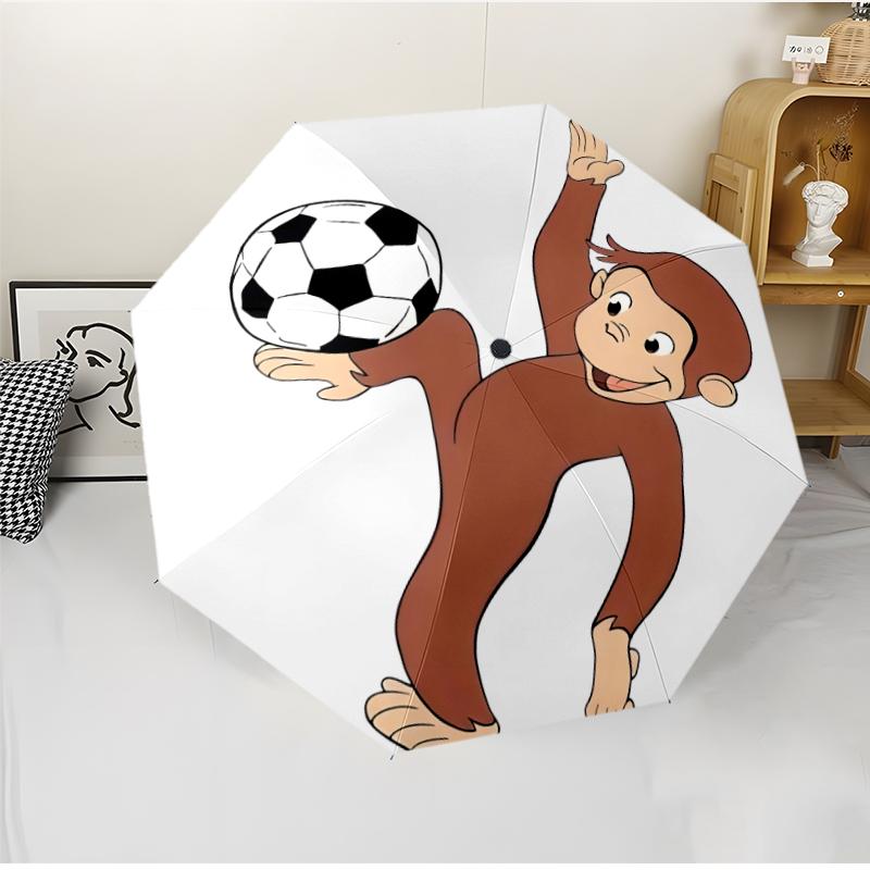 Curious George Fashionable Automatic Opening/Closing Folding Umbrella. Portable and Foldable, Ideal for Gift, Travel, and Daily Use.