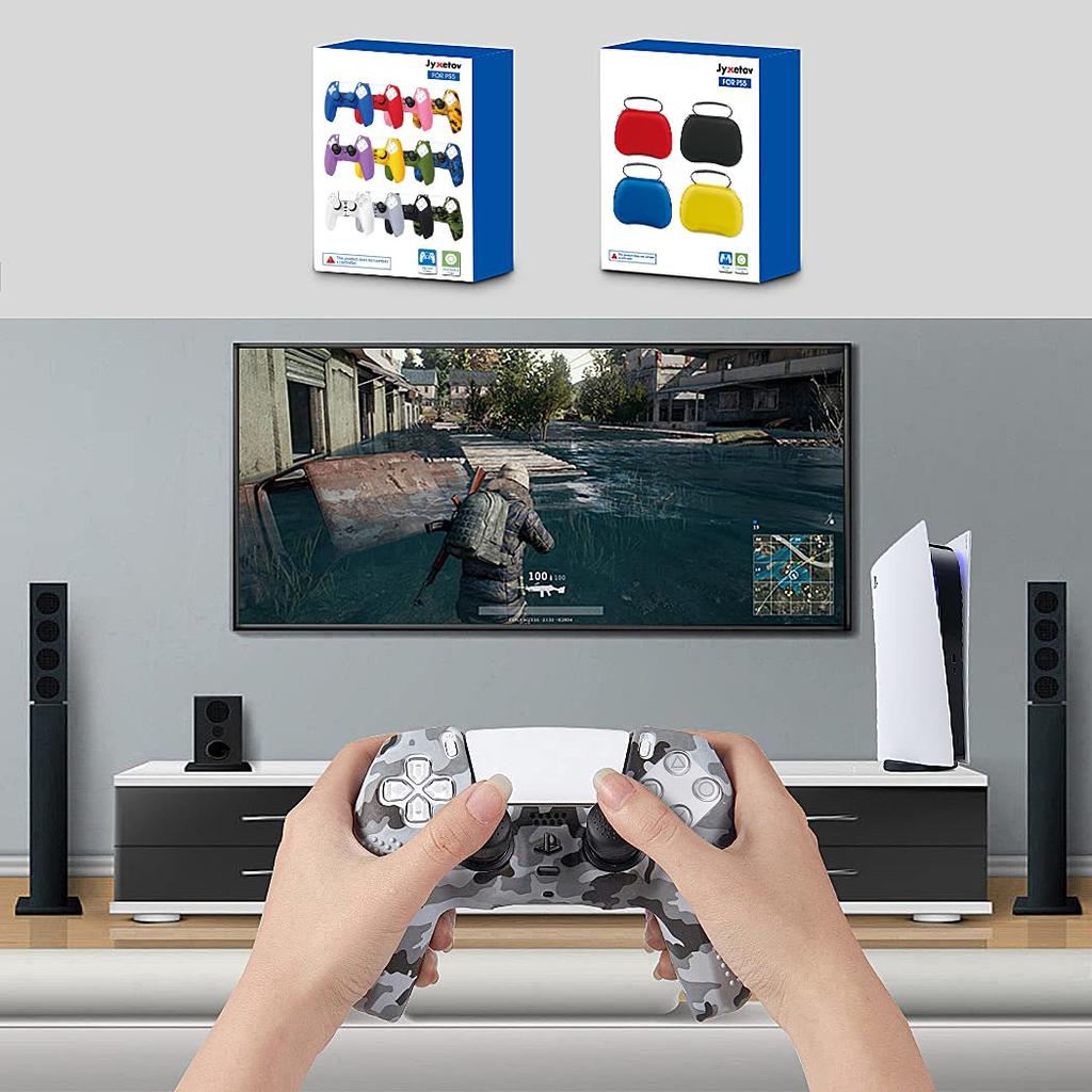 JYXETOV PS5 Controller Cover Storage Bag Free 8 Button Silicone Can Be Charged with the Original Suitable for Printing Pattern + (27 Options), Cap,