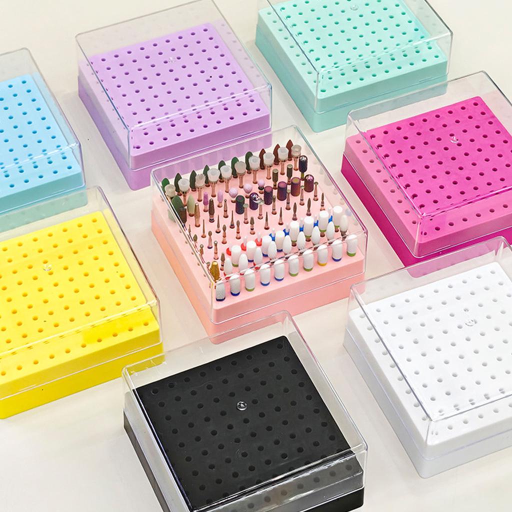 100 Hole Nail Drill Bit Organizer Box Practical Plastic Storage Case With Transparent Cover For Manicure Tools