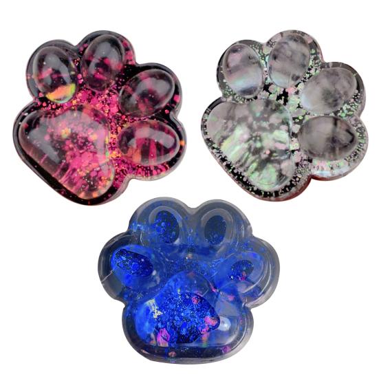 Clear Cat Paw Squeeze Toy Anxiety Stress Relief Glitter Kitten Paw Pinch Sensory Toy Kids Teens Adults Soft Stress Ball Animal Paw Fidget Toy