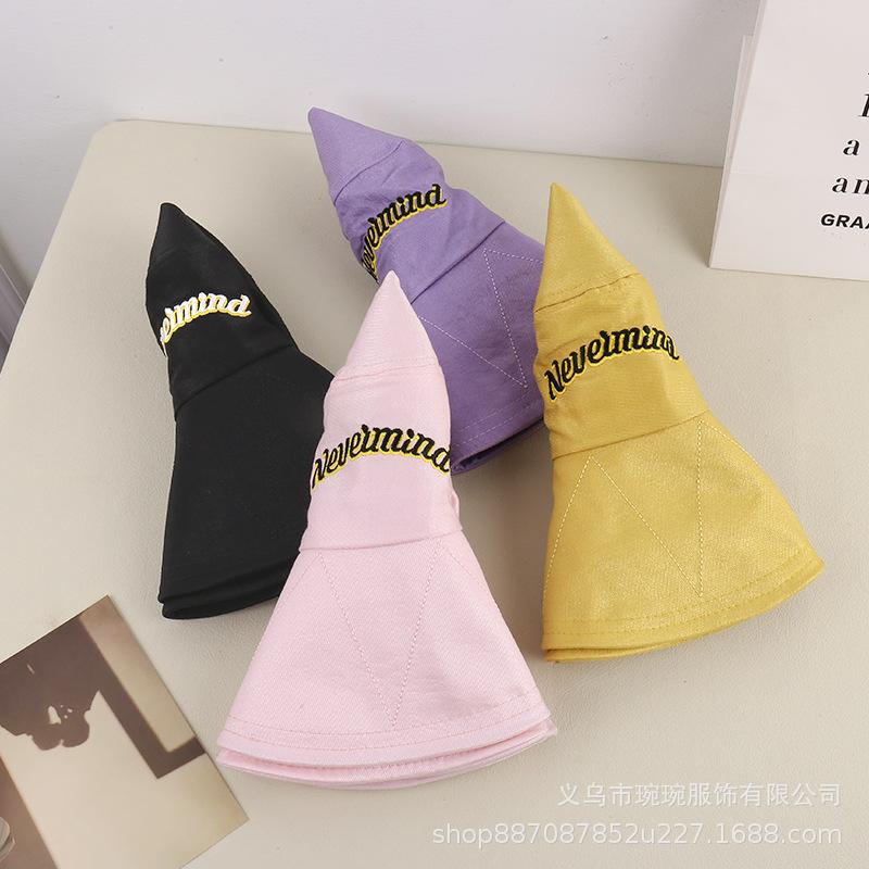 Letter embroidered fisherman hat women outdoor eaves sunshade sun hat leisure beach vacation sun hat